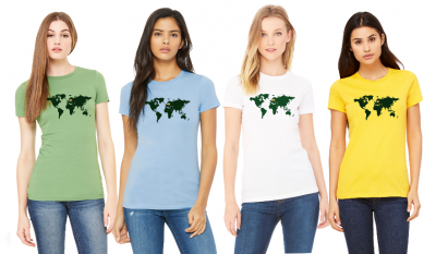 Lithuanian Colors Heart in The World Map 100 % Premium Cotton T-shirt - Image 3