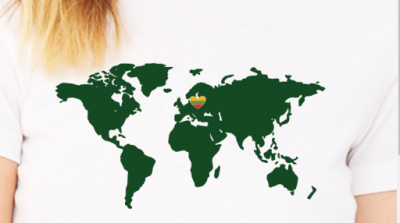 Lithuanian Colors Heart in The World Map 100 % Premium Cotton T-shirt - Image 6