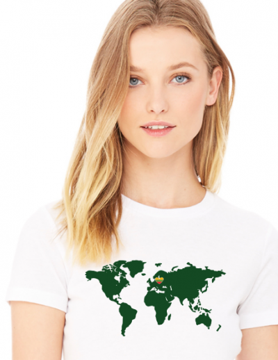Lithuanian Colors Heart in The World Map 100 % Premium Cotton T-shirt - Image 5