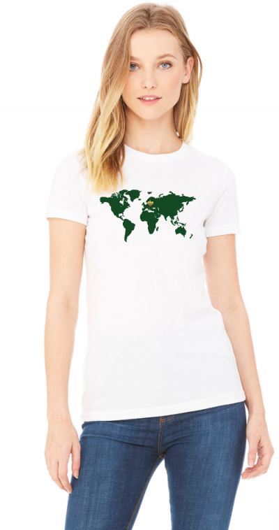 Lithuanian Colors Heart in The World Map 100 % Premium Cotton T-shirt - Image 4