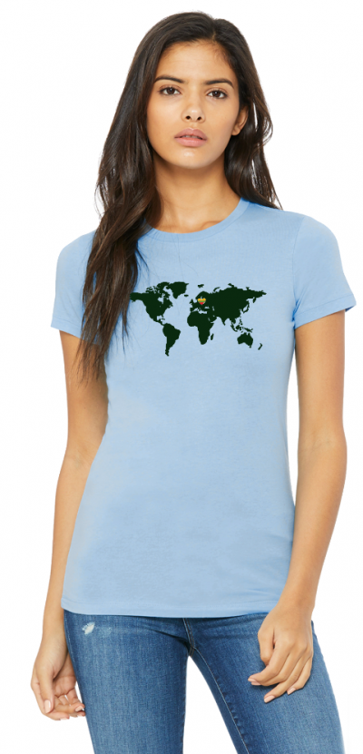Lithuanian Colors Heart in The World Map 100 % Premium Cotton T-shirt - Image 9