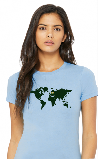 Lithuanian Colors Heart in The World Map 100 % Premium Cotton T-shirt - Image 7