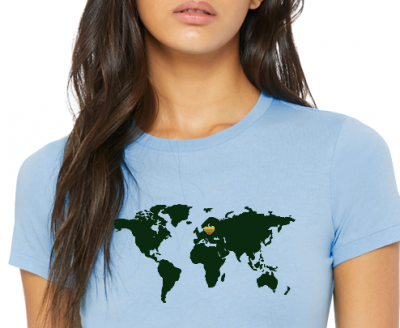 Lithuanian Colors Heart in The World Map 100 % Premium Cotton T-shirt