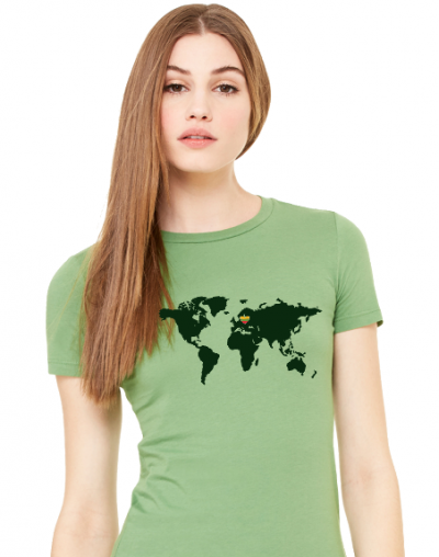 Lithuanian Colors Heart in The World Map 100 % Premium Cotton T-shirt - Image 10