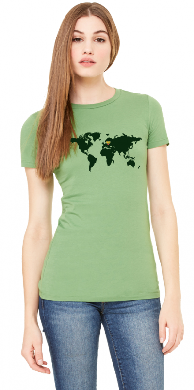 Lithuanian Colors Heart in The World Map 100 % Premium Cotton T-shirt - Image 11