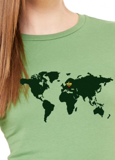 Lithuanian Colors Heart in The World Map 100 % Premium Cotton T-shirt - Image 12