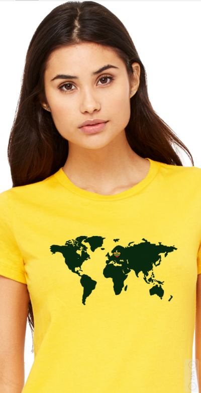Lithuanian Colors Heart in The World Map 100 % Premium Cotton T-shirt - Image 14