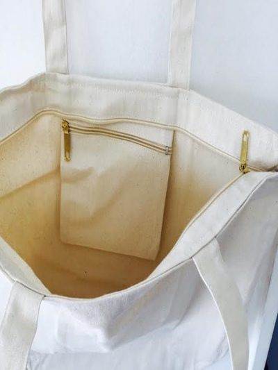 Heavy Canvas Large Tote Bag with Zippered Closure with SAULE school LOGO - Image 5