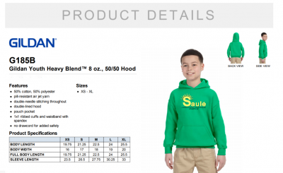 Green hoodie for YOUTH with SAULE logo - Image 4