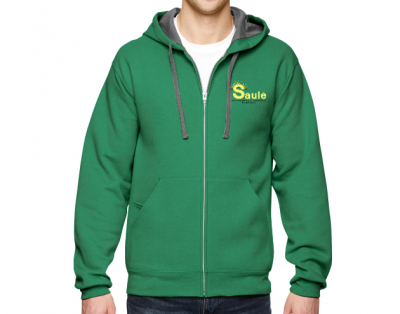Adult unisex full zip hooded sweatshirt green