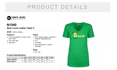 Ladies short sleeves V neck T-shirt with Saule logo - Image 2