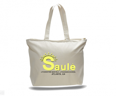 Heavy Canvas Large Tote Bag with Zippered Closure with SAULE school LOGO