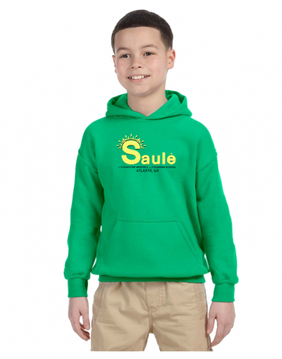 Green hoodie for YOUTH with SAULE logo