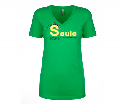Ladies short sleeves V neck T-shirt with Saule logo