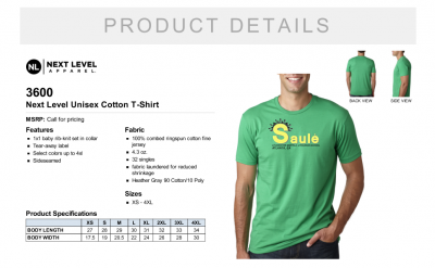 Adult Unisex Short Sleeves T-shirt with Saule Logo - Image 4