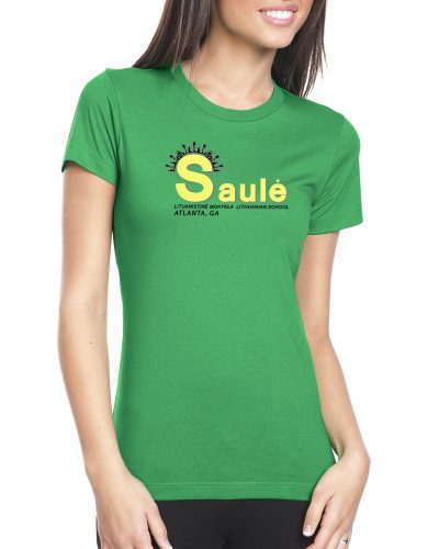 Ladies Short Sleeves Crew Neck Green T-shirt Saule