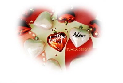 Personalized Heart Ornament Pink & Red - Image 2