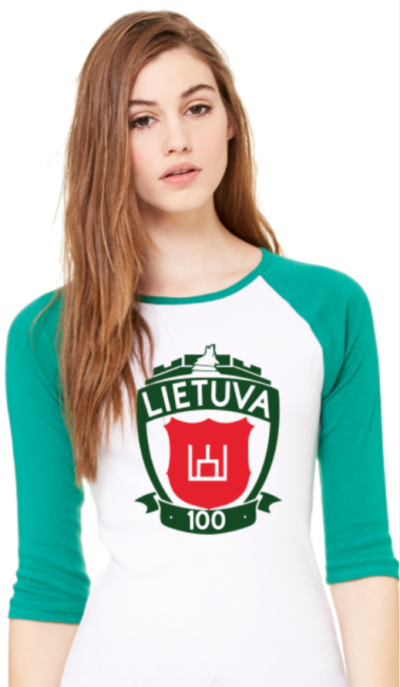 Ladies Green and white Cotton Raglan - Image 2