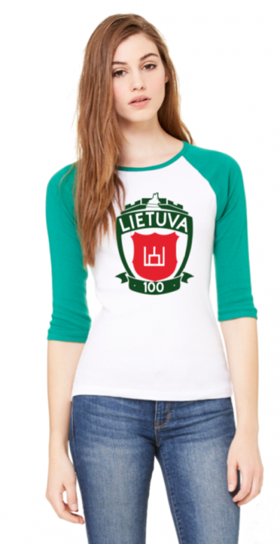 Ladies Green and white Cotton Raglan