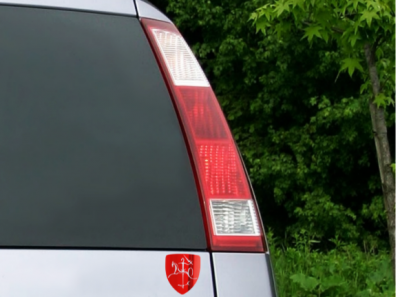 Stylized Vytis Car Phone Laptop Decal - Metallic Shine Red waterproof glossy