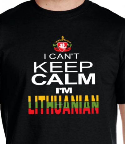 Unisex Ladies and Men Adult Black T-Shirt I can't keep calm I am Lithuanian - Image 2