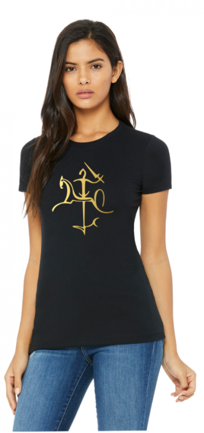 Unisex and Ladies Adult T-Shirt GOLD Metallic Shine Stylized Vytis