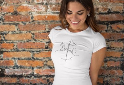 Ladies T-Shirt SILVER Glitter Stylized Vytis - Image 2