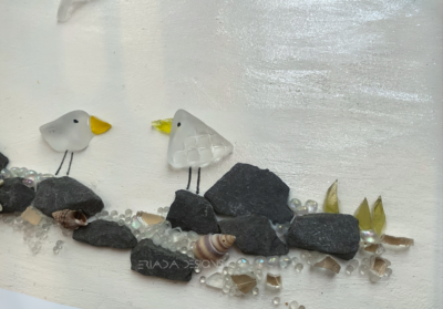Handmade, Sea Glass Seagulls picture framed 5”x7” - Image 4