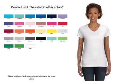 Blank White V neck ladies fit cotton T-shirt - Image 4