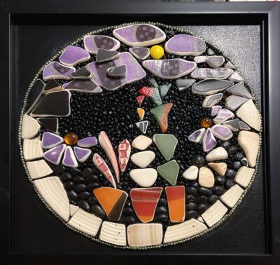 12x12 Pebbles and Ceramics Mosaic Art