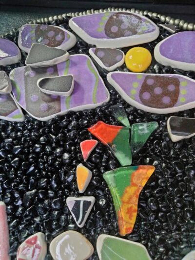 12x12 Pebbles and Ceramics Mosaic Art - Image 6
