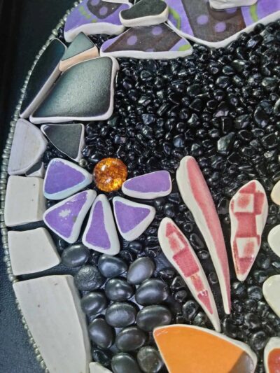 12x12 Pebbles and Ceramics Mosaic Art - Image 2